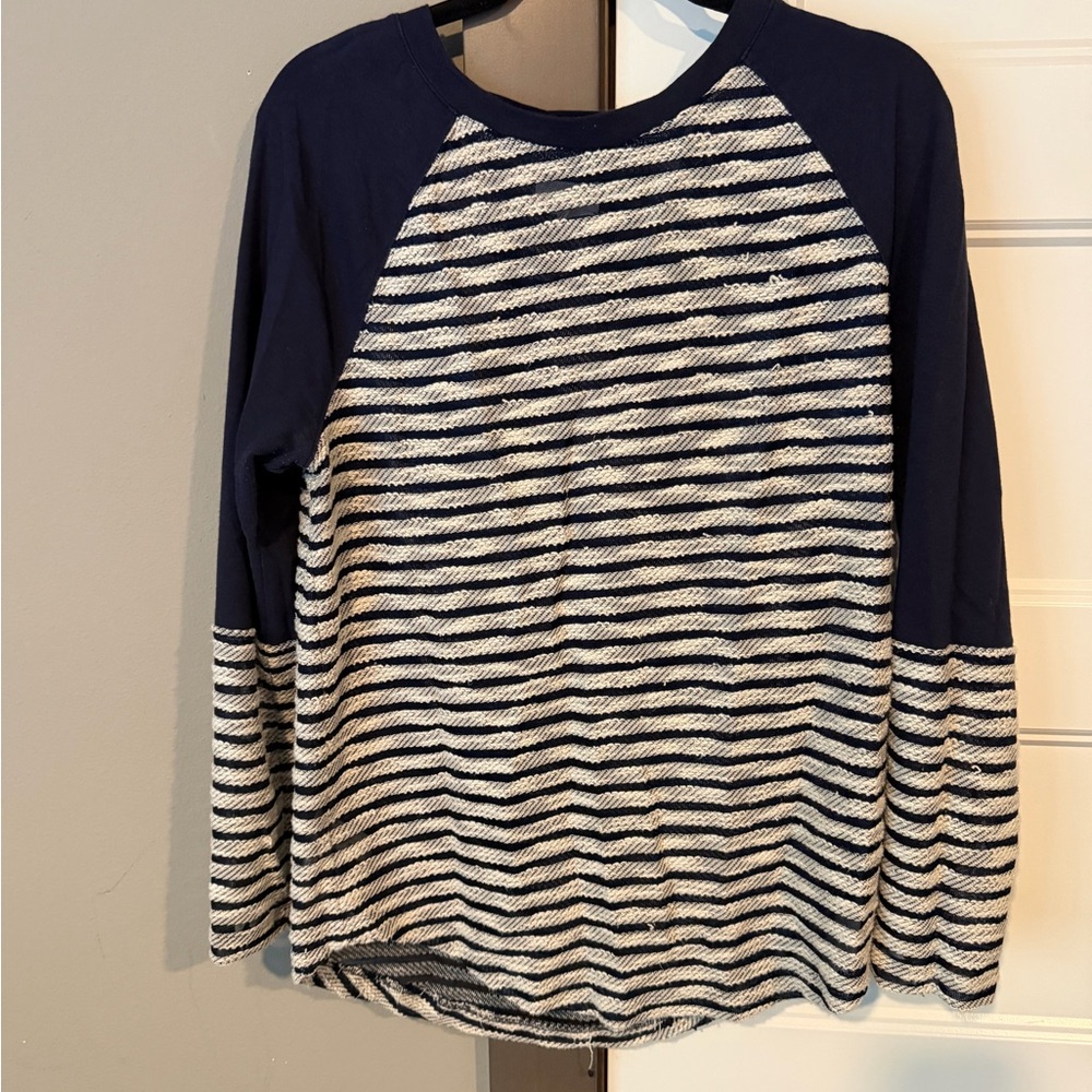 Lou & Grey Navy and White Striped Raglan Pullover